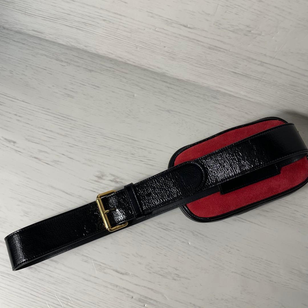 GUCCI ウエストポーチ マーモント ベロア レザー レッド