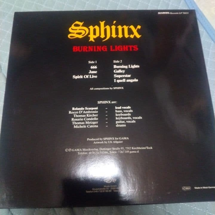 Sphinx /Burning Lights 輸入盤レコード