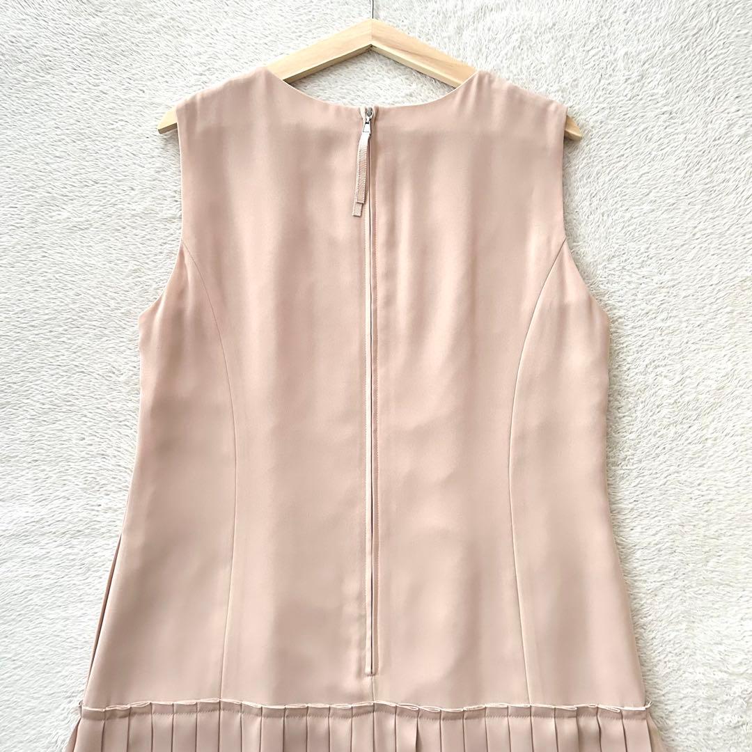美品 FOXEY ゼルダ プリーツ ワンピース ドレス 40 ピンクベージュ