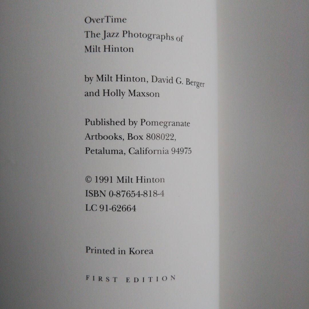 Over Time the jazz ミルト・ヒントン直筆サイン入り写真集 洋書