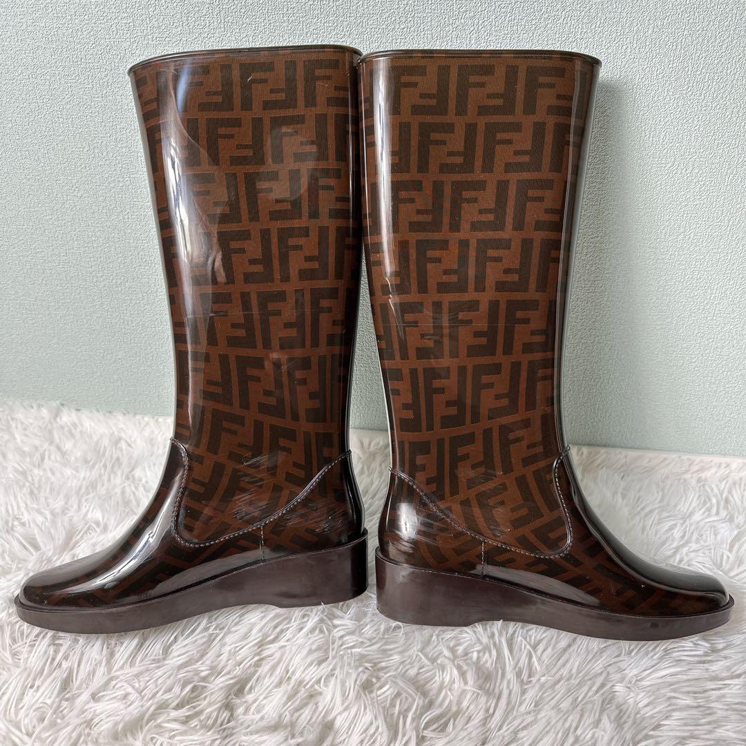 美品✨FENDI フェンディ ズッカ柄 レインブーツ 長靴　24cm 38サイズ