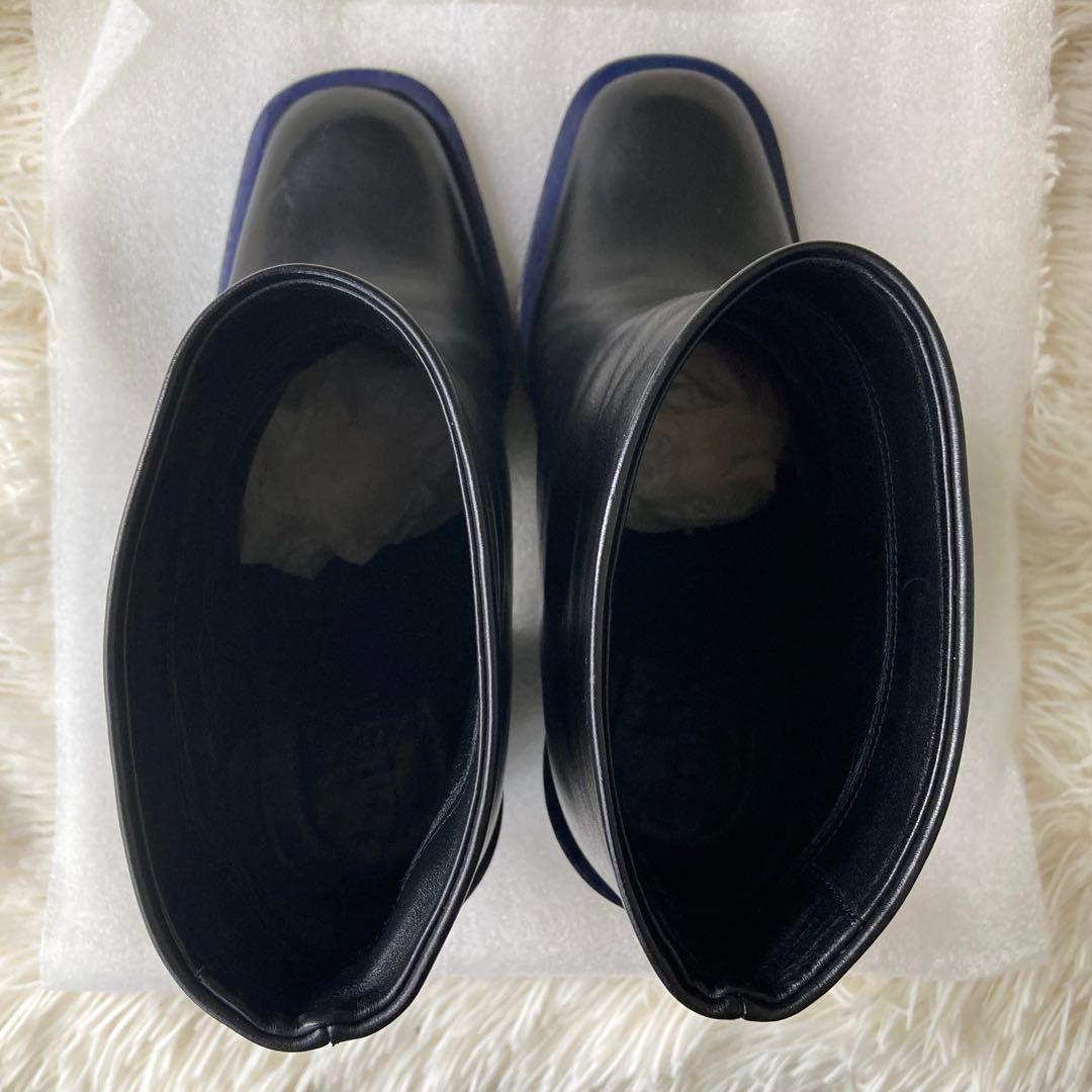N*O様 美品級*JIL SANDER■本革レザー ブーツ チャンキーヒール■黒