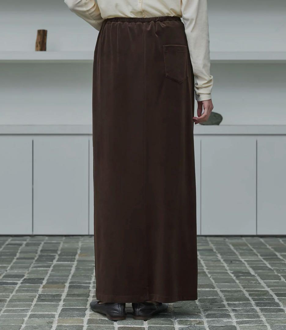 crewre クルーレ　ストレッチベロアストレートスカート　ダークブラウン　2