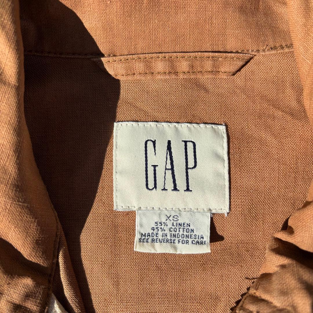 90s OLD GAP リネンジャケット カバーオール ブラウン 白タグ