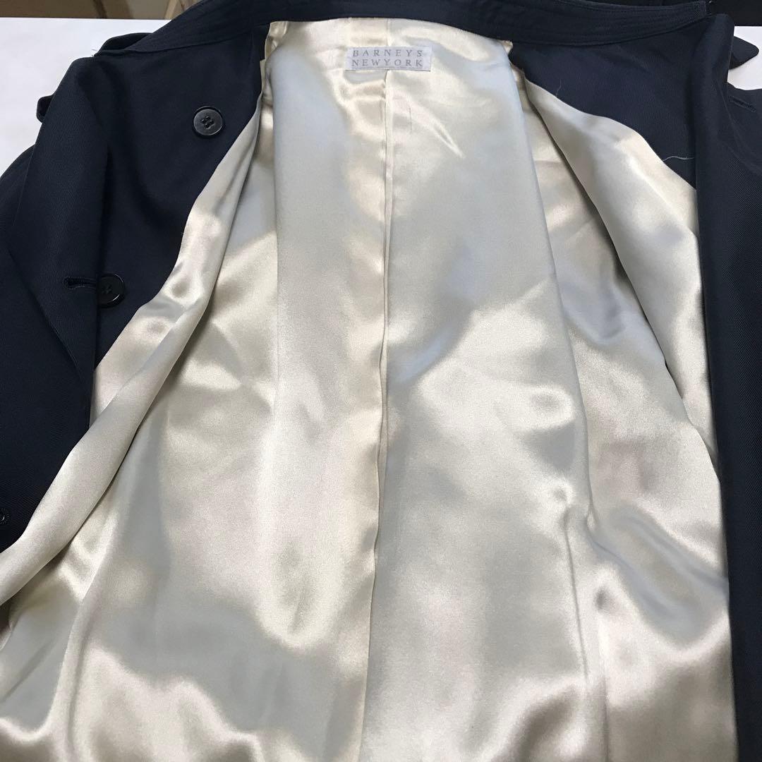 BARNEYS NEW YORK ネイビー シルクトレンチコート　38