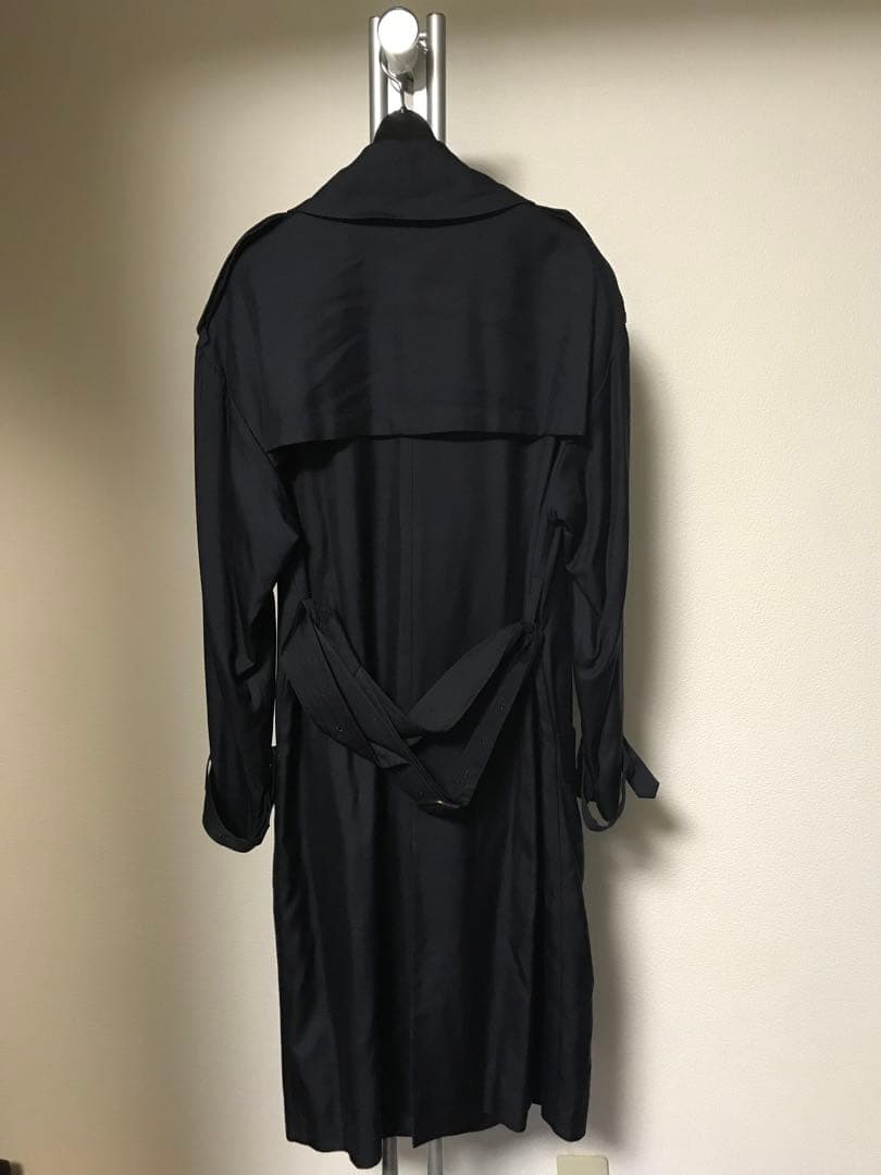 BARNEYS NEW YORK ネイビー シルクトレンチコート　38