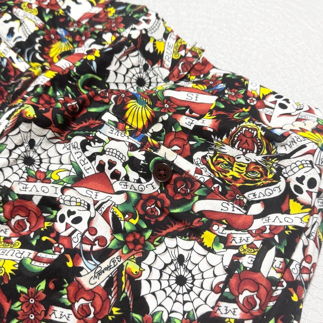 希少 Ed Hardy セットアップ スーツ スカル タイガー 刺繍 ブラック