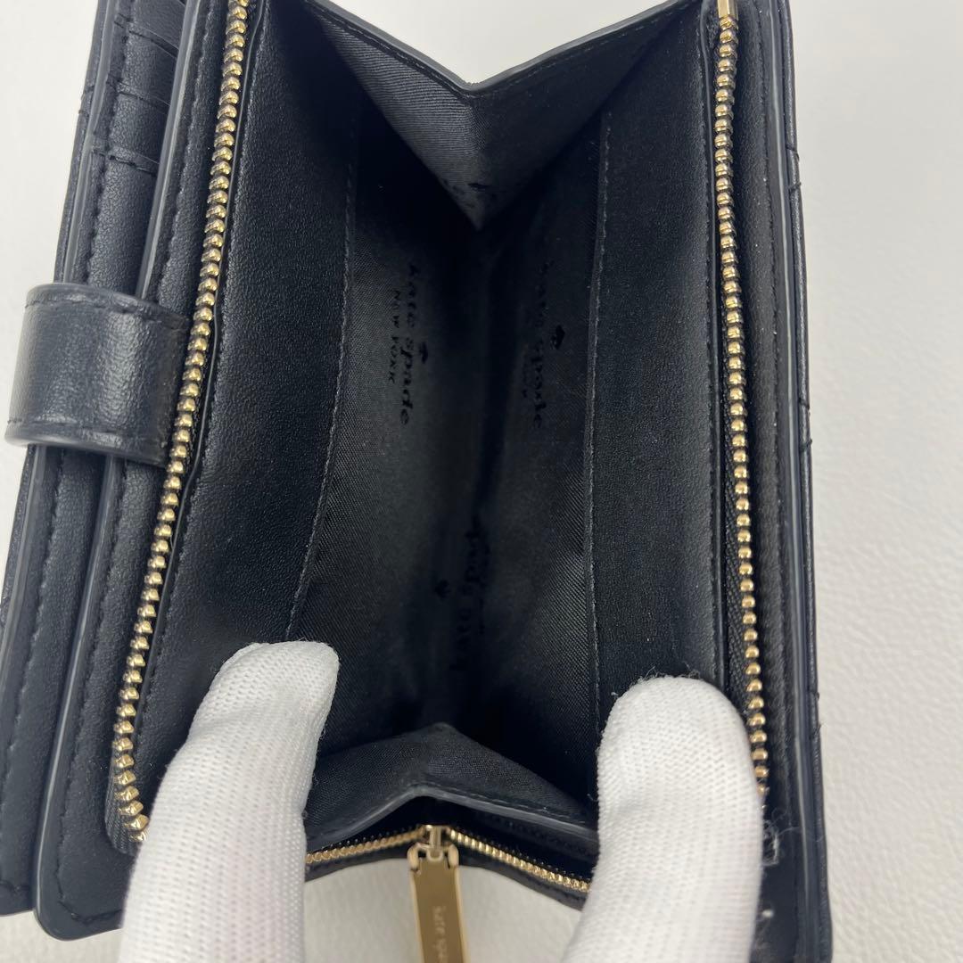 ほぼ未使用✨ ケイトスペード キルティング コンパクト 2つ折り財布 ステッチ