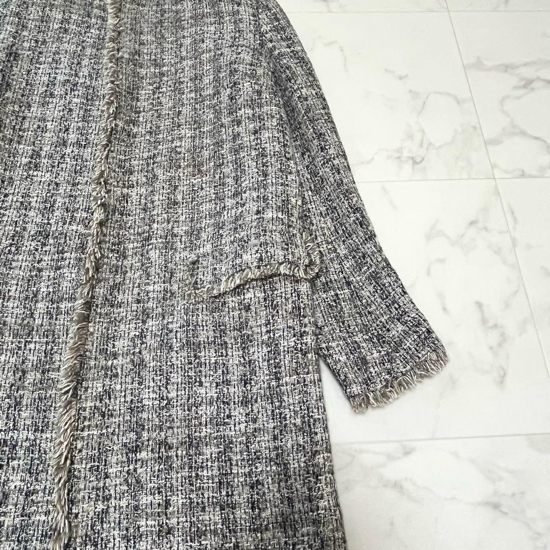 theory 2020SS 華やかミックスツイード　ノーカラーコート　P
