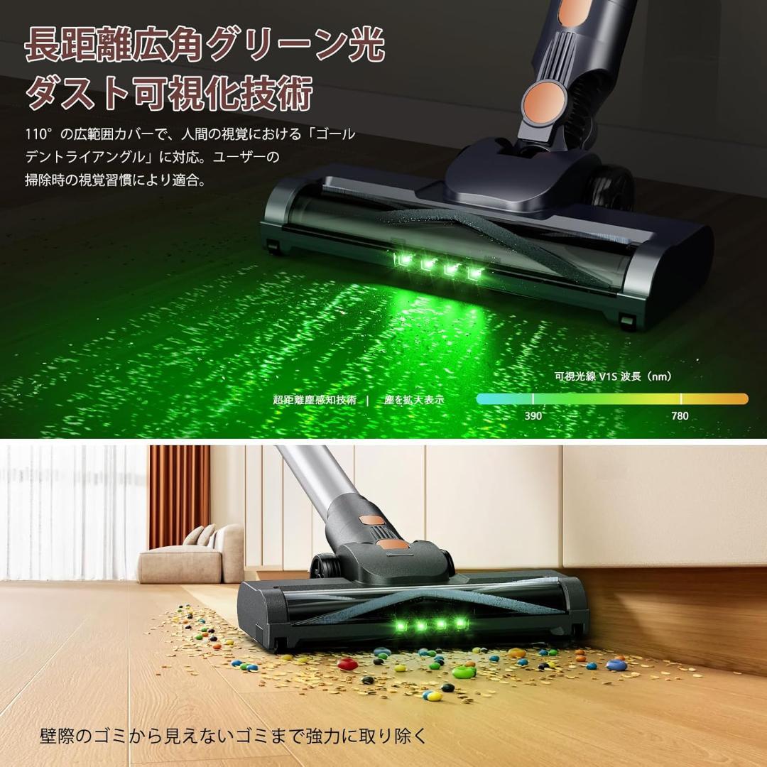 381コードレス掃除機 コードレス75Kpa 強力吸引 軽量 自立 置くだけ充電