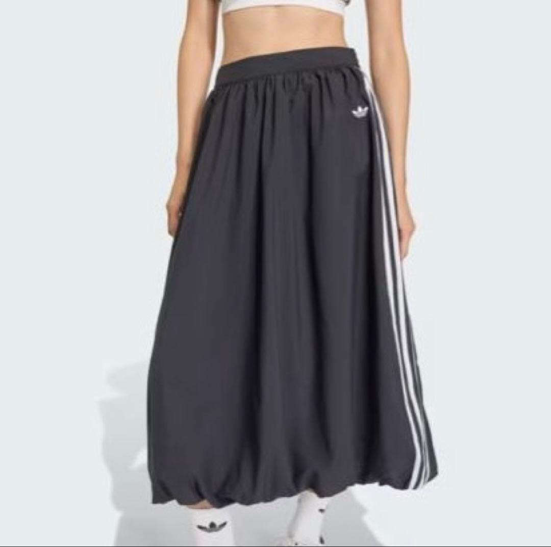 新品未使用タグ付き adidas アディダス バルーンロングスカート 黒 L