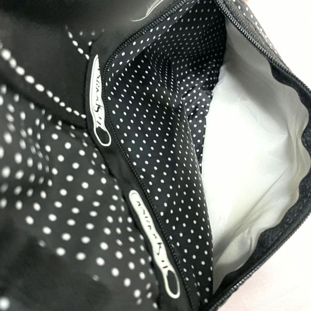 LeSportsac レスポ ボストンバッグ 黒 白 ポルカドット 水玉 美品