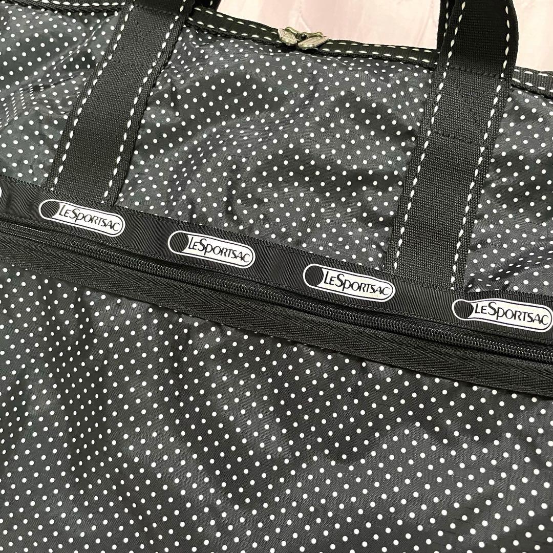 LeSportsac レスポ ボストンバッグ 黒 白 ポルカドット 水玉 美品