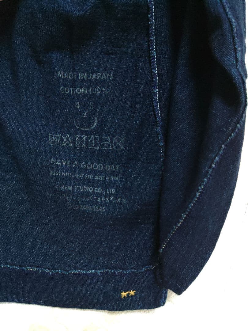 45R天竺インディゴ908オーシャンTシャツ 半袖バックポケット付き