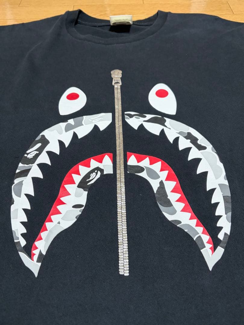 エイプA BATHING APE シャークパーカープリントTシャツ 3XL