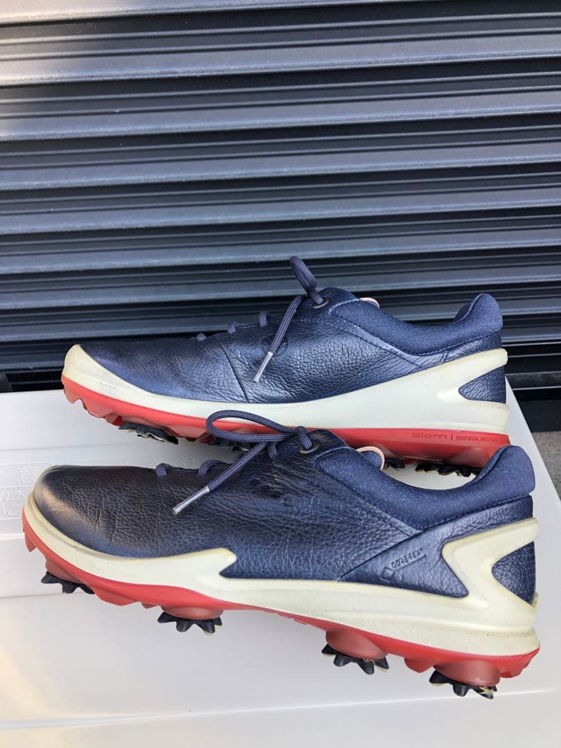 321番 美品ECCO ゴルフシューズ ネイビー39 24.5cmソフトスパイク