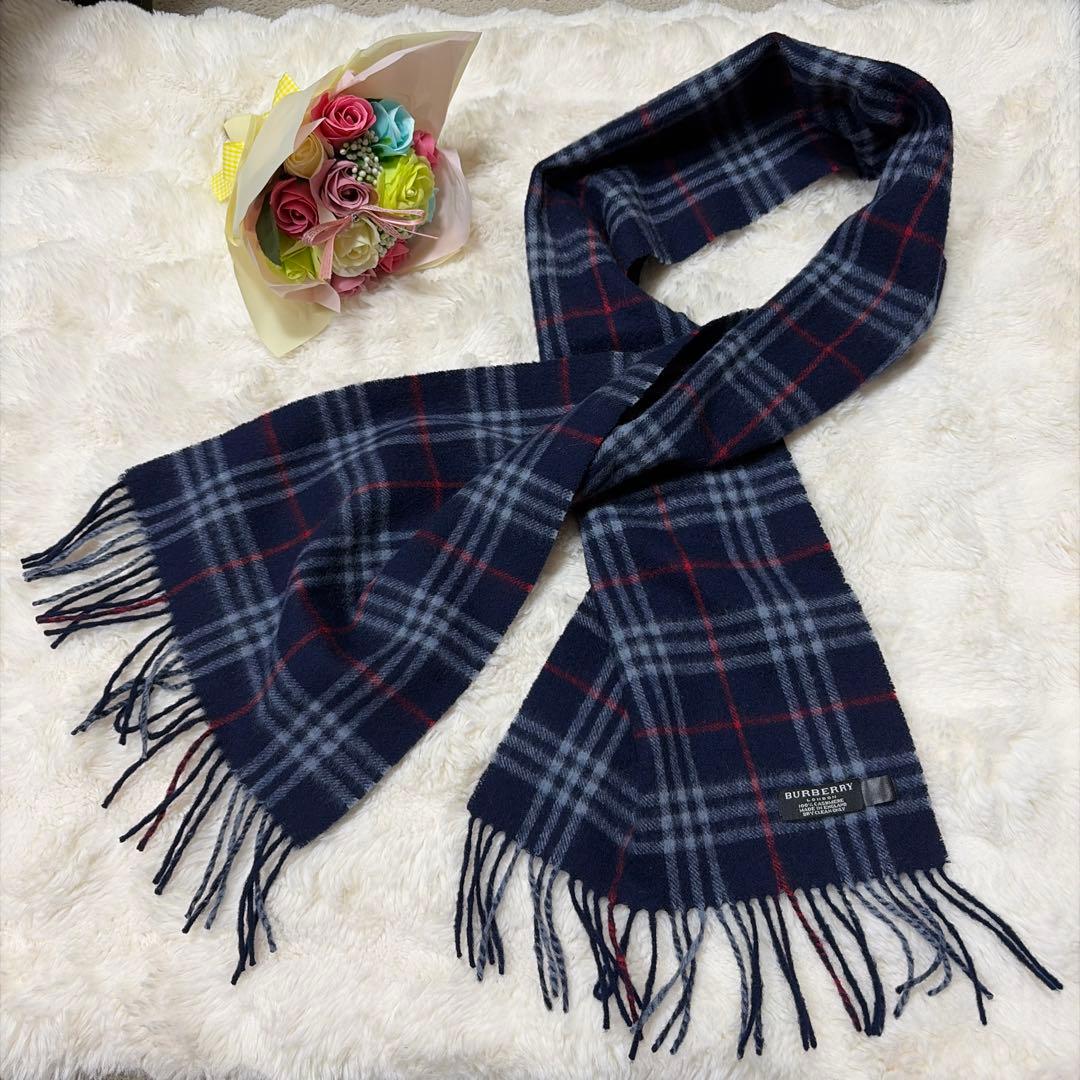 美品 BURBERRY バーバリー ノバチェック カシミヤ100 長め マフラー