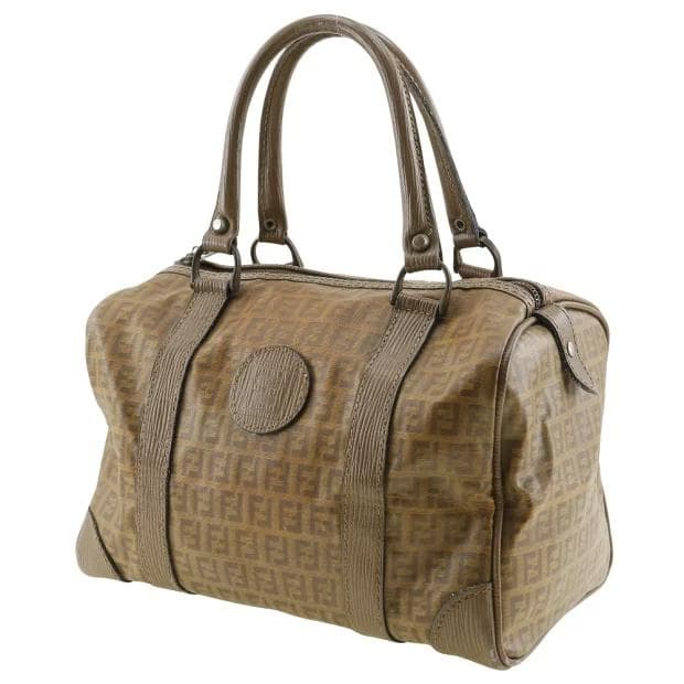 FENDI フェンディ ヴィンテージ ズッカ柄 ミニボストンバッグ ブラウン系