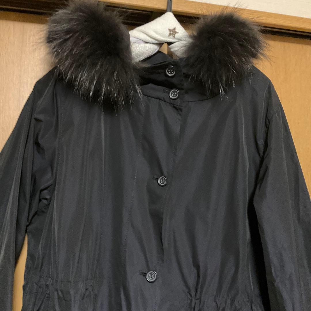 ファー付きブラックモッズコート 23区44サイズ