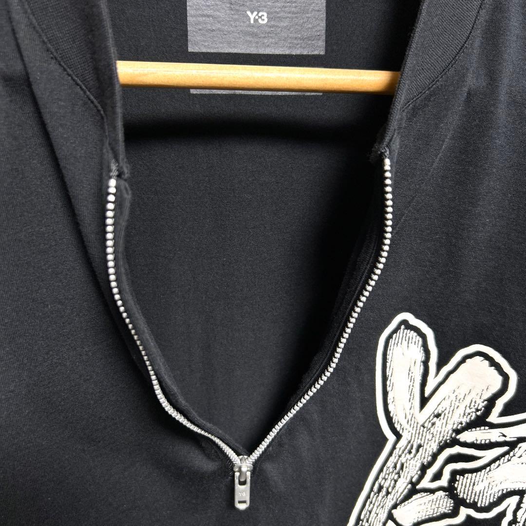 Y-3 ワイスリー 半袖カットソー Tシャツ ハーフジップ ブラック XL