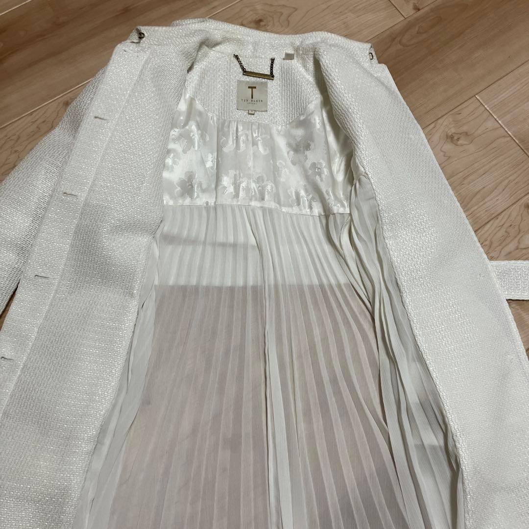 美品 テッドベイカー TEDBAKER ホワイト スプリングロングコート レース