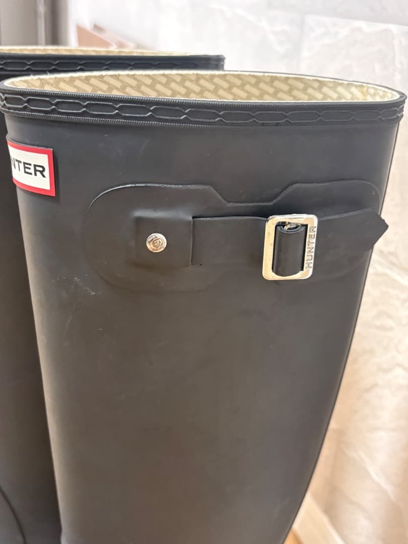 【美品】HUNTER レインブーツ UK7 (25.5cm〜26cm) ブラック