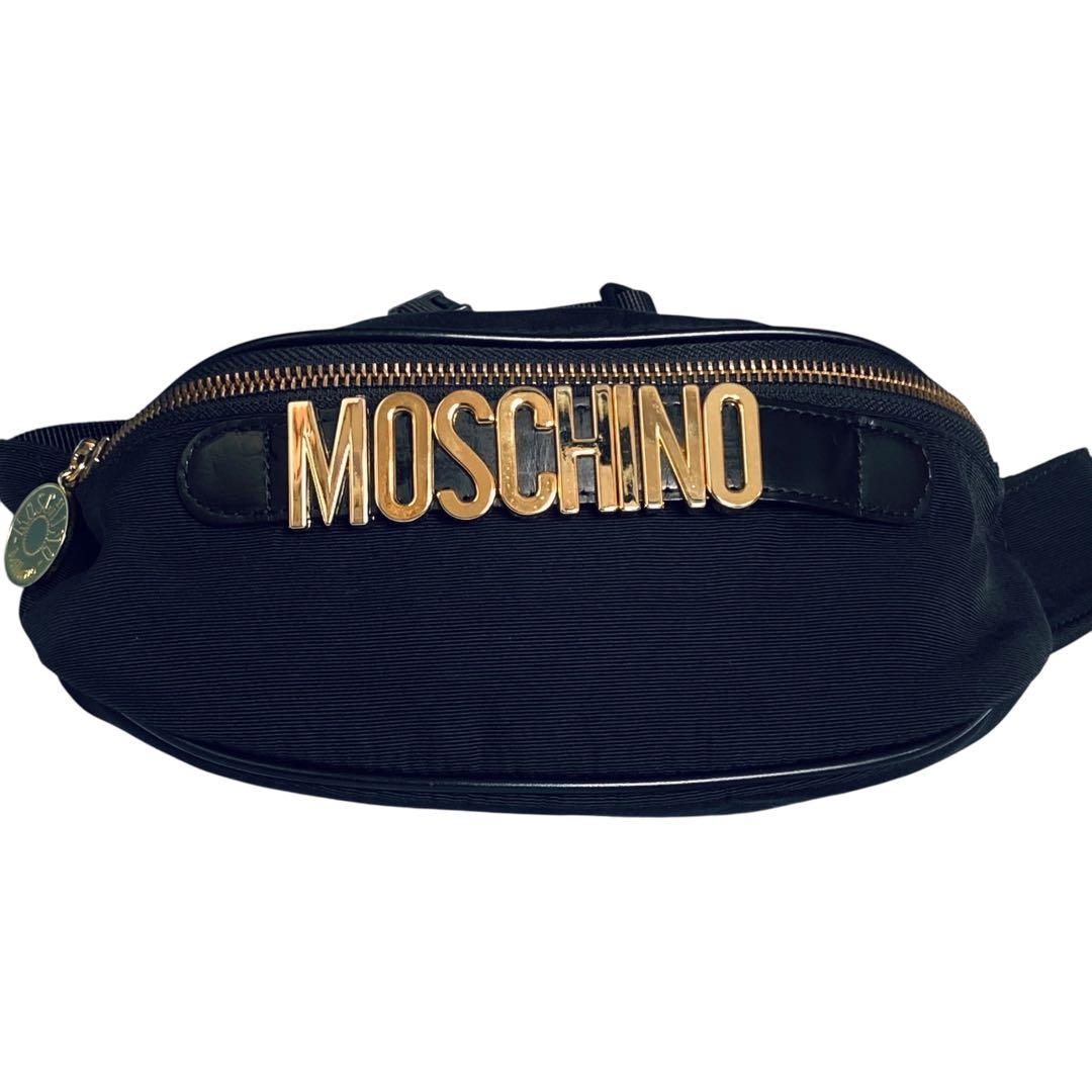 MOSCHINO モスキーノ 美品 ロゴプレート ウエストバッグ ボディバッグ