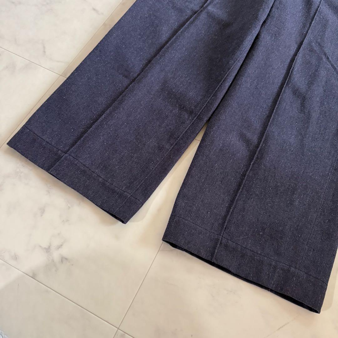 極美品★HERMES デニムパンツ レザーベルトチャーム付き センタータック34