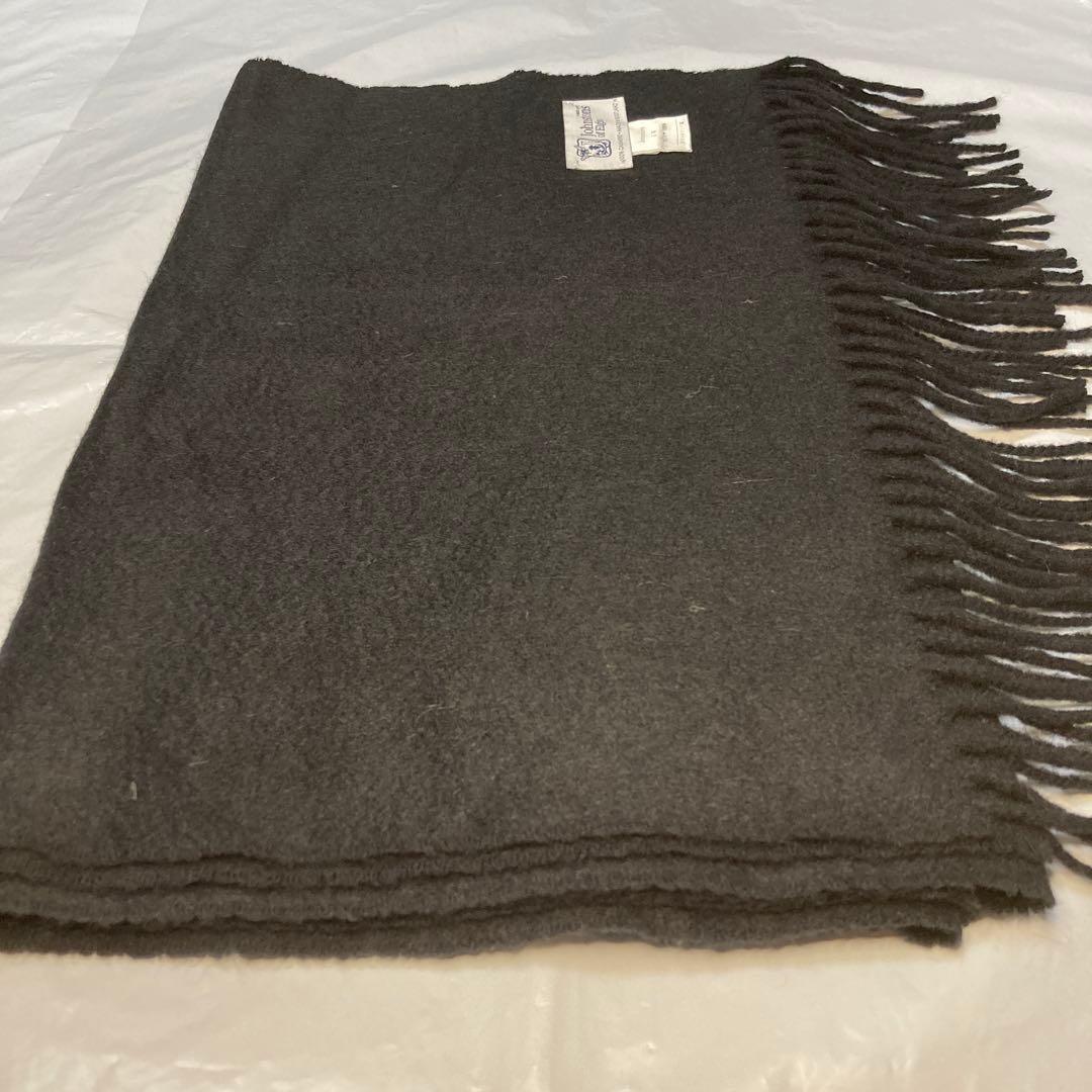 美品 ジョンストンズ カシミヤ100％ 中判ストール ブラック 国内正規品