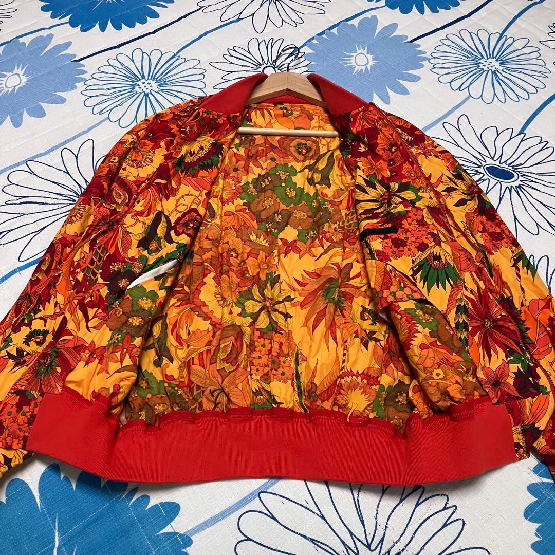 【希少】ヴィンテージ　総柄　花　ボタニカル　ジップアップ　リブ　ジャケット