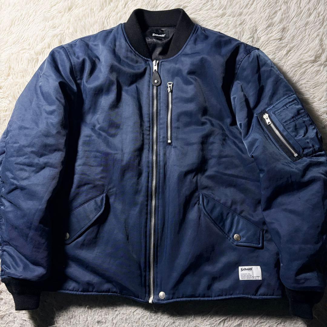 美品■schott フライトジャケット　MA-1 ブルー系　XL