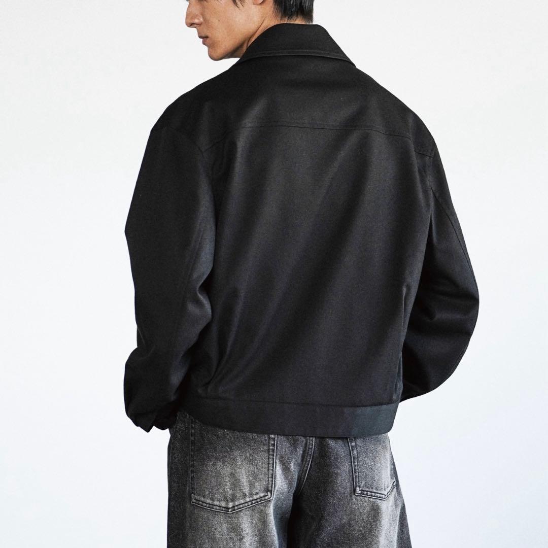 WYM TECH WOOL GABARDINE ZIP BLOUSO ブラック