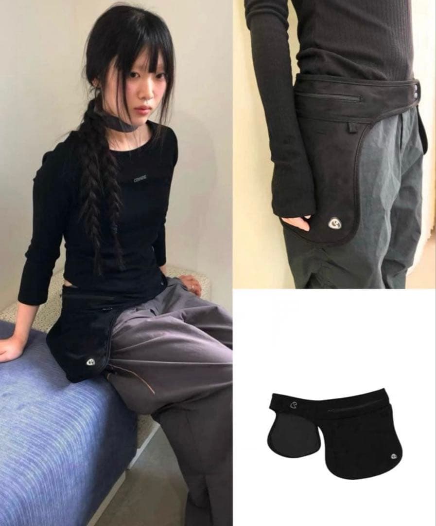 値下可 Coyseio SUEDE BELT BAG BLACK ウエストポーチ