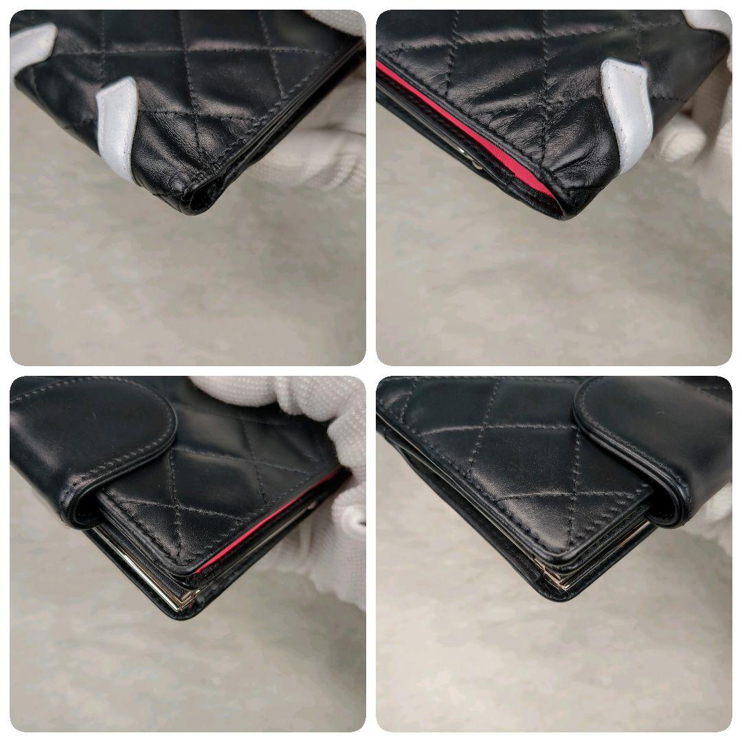 CHANEL シャネル カンボンライン 財布 マトラッセ 黒 ブラック