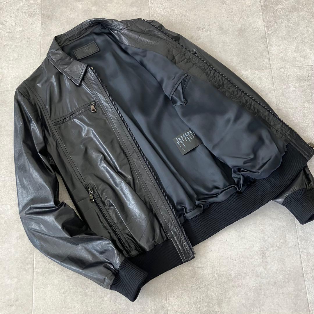 09 PRADA MILANO ITALY製 レザーライダース/ブルゾン/44
