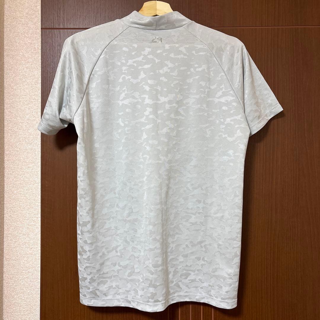 ゼロハリバートンゴルフ モックネックシャツ 半袖 M シルバーグレー