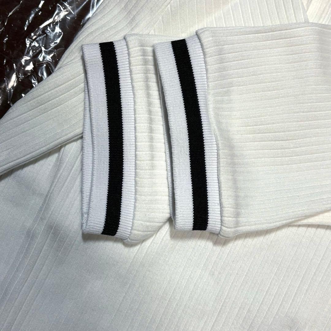 Fred Perry ホワイト 半袖ポロシャツ　リブ編み　レディース
