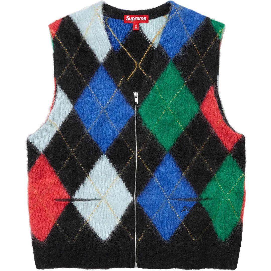 トップス 24ss Supreme Brushed Argyle Zip Up Vest