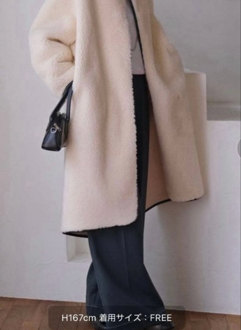 【美品】AKTE ボアロングコートパイピングコート アクテ Fサイズ