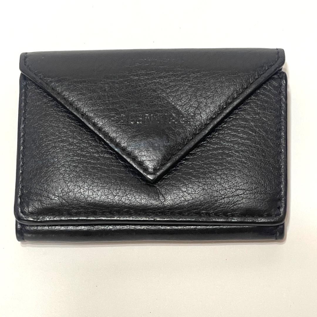 BALENCIAGA バレンシアガ 黒 レザー 三つ折り財布 Wallet