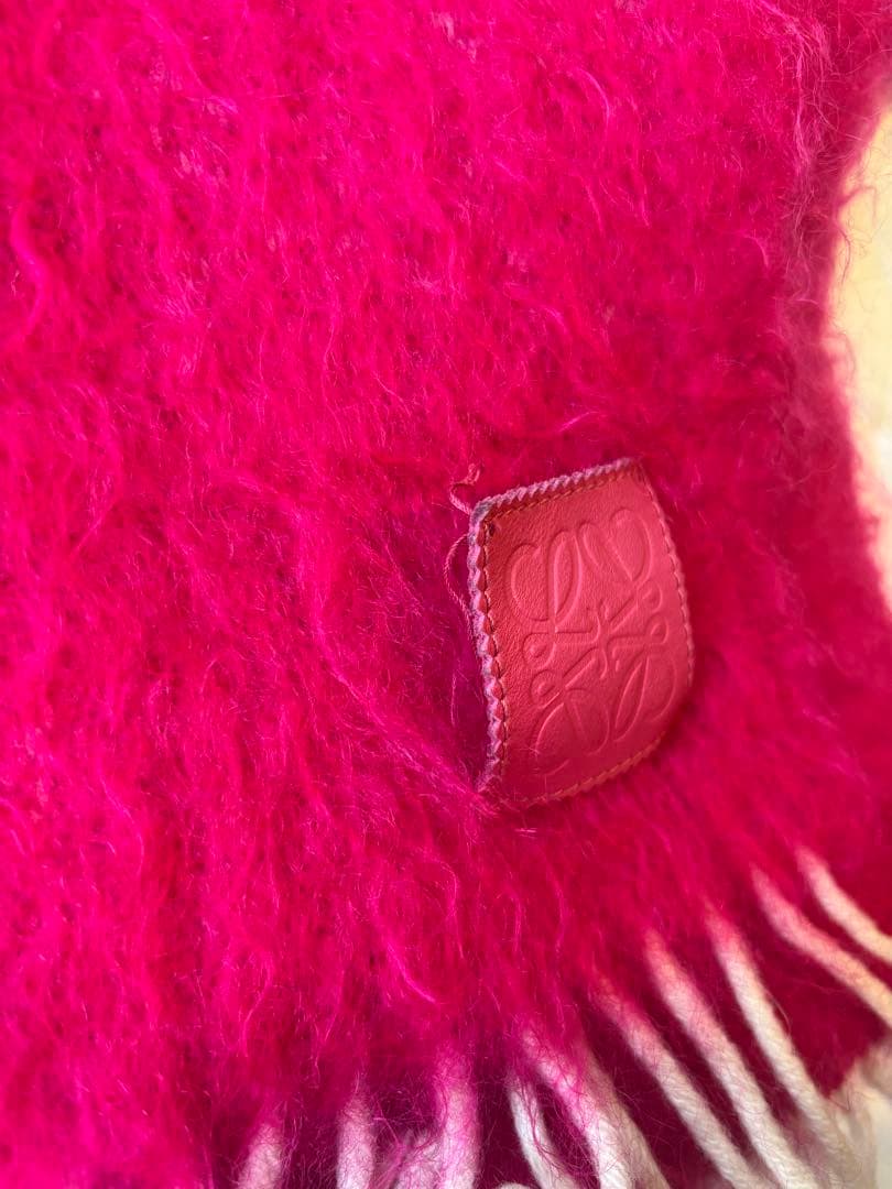 ロエベ LOEWE ウール モヘア スカーフ マフラー ピンク