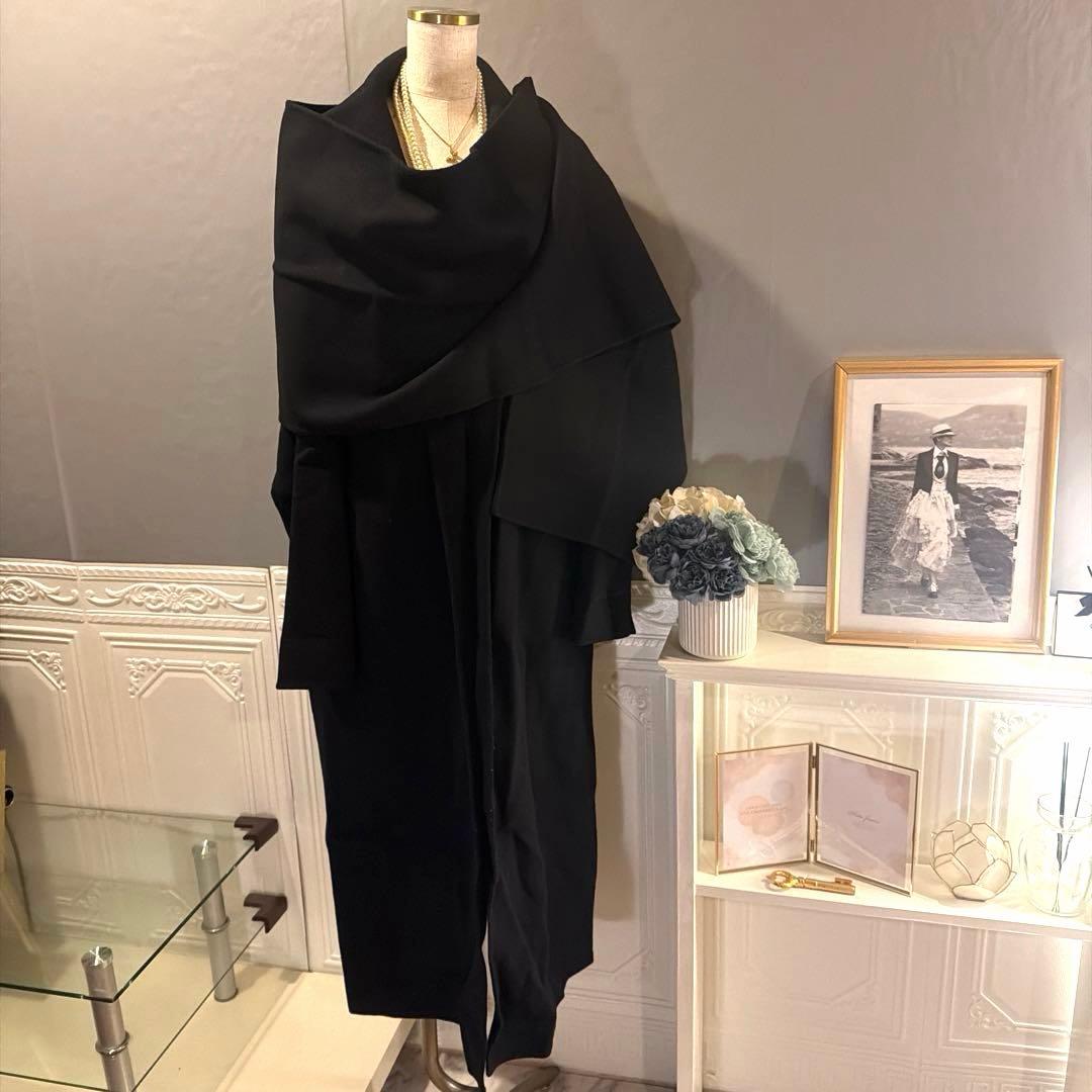 【5万円】日本製ウール生地　ガウンマフラーロングコート