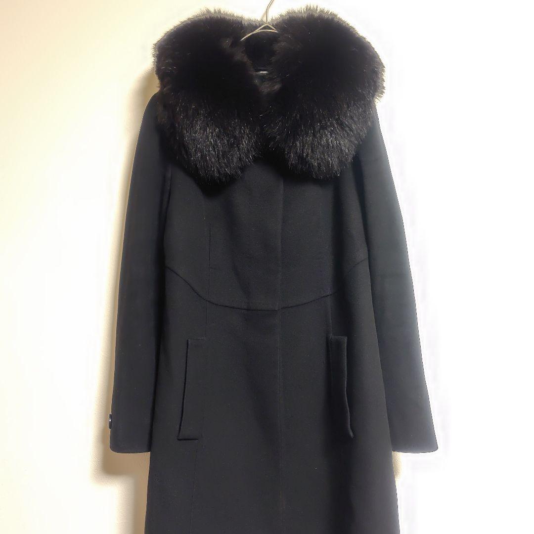 MaxMara Studio フォックスファー付 コート 38 ピュアウール