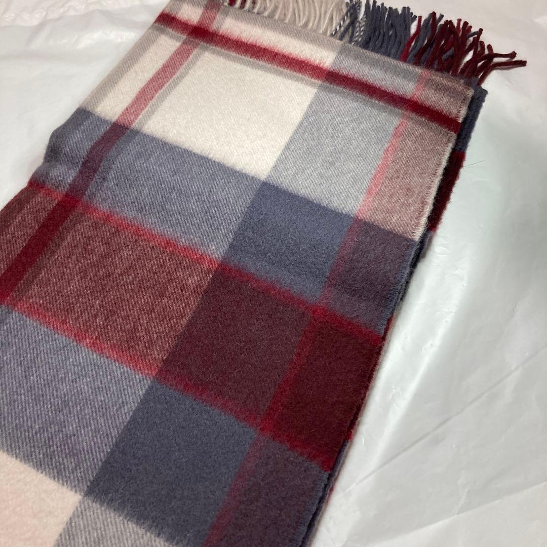 専用 美品 ジョンストンズ カシミヤ100％ 中大判ストール ボルドー チェック