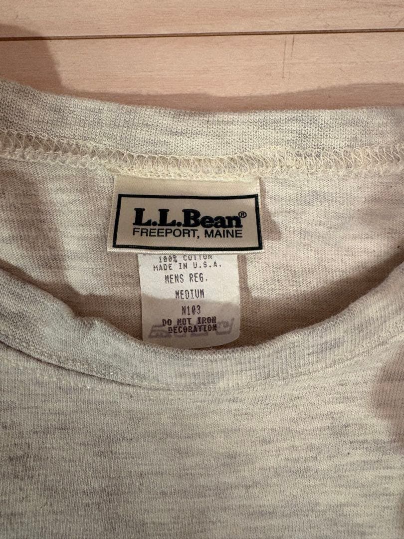 90s L.L.Bean TシャツUSA製 グレー杢 ヴィンテージ 筆記体