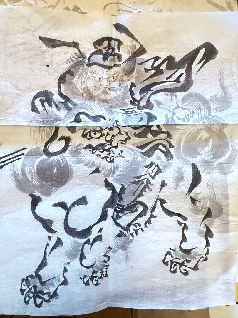 2168様感謝‼️超絶江戸期粉本「牛若丸と天狗と天狗、唐獅子、仙人』ほか肉筆10点