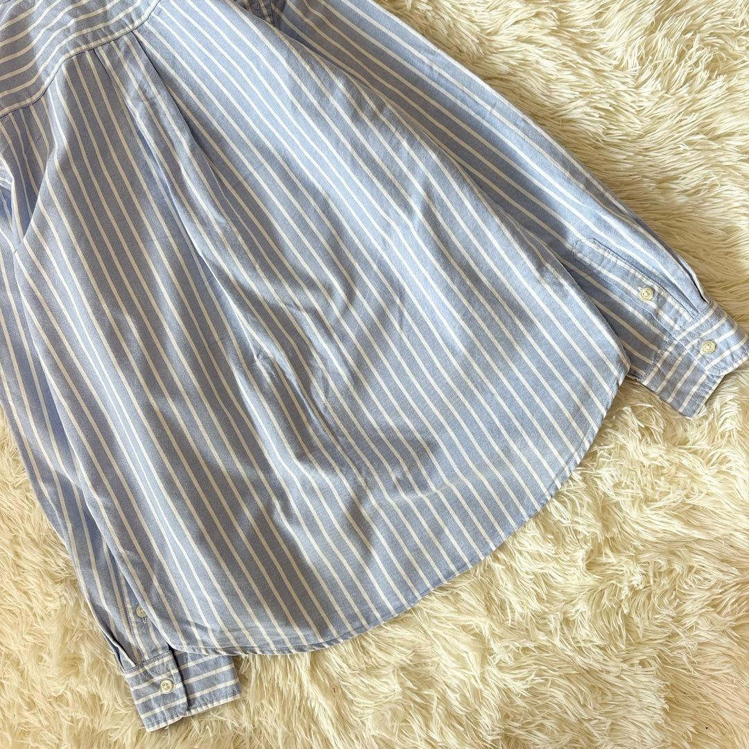 ラルフローレン✨オックスフォード ボタンダウンシャツ ストライプ ポニー刺繍　青