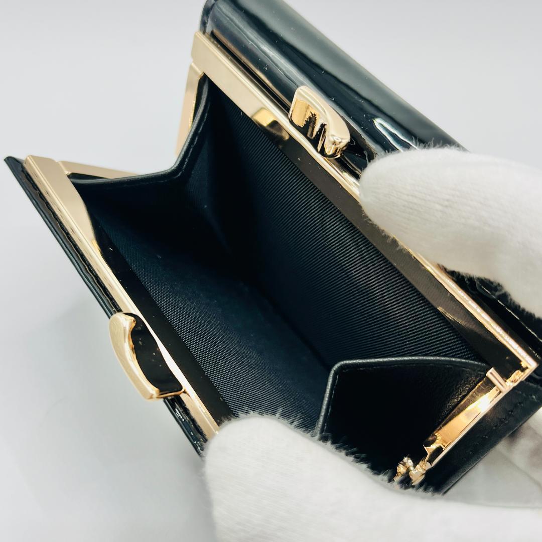 こにち様 Vivienne Westwood がま口 折財布 黒 エナメル