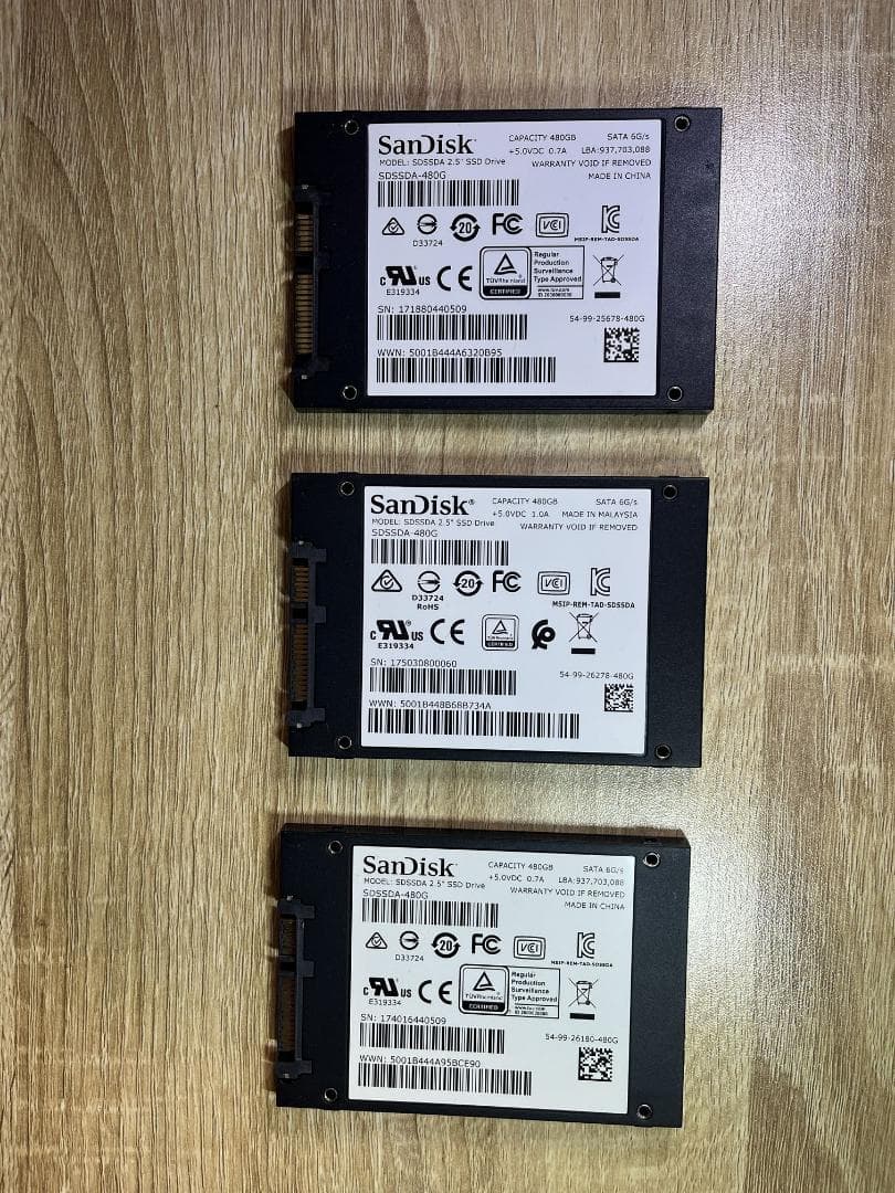 SanDisk SSD PLUS 480GB ３枚セット
