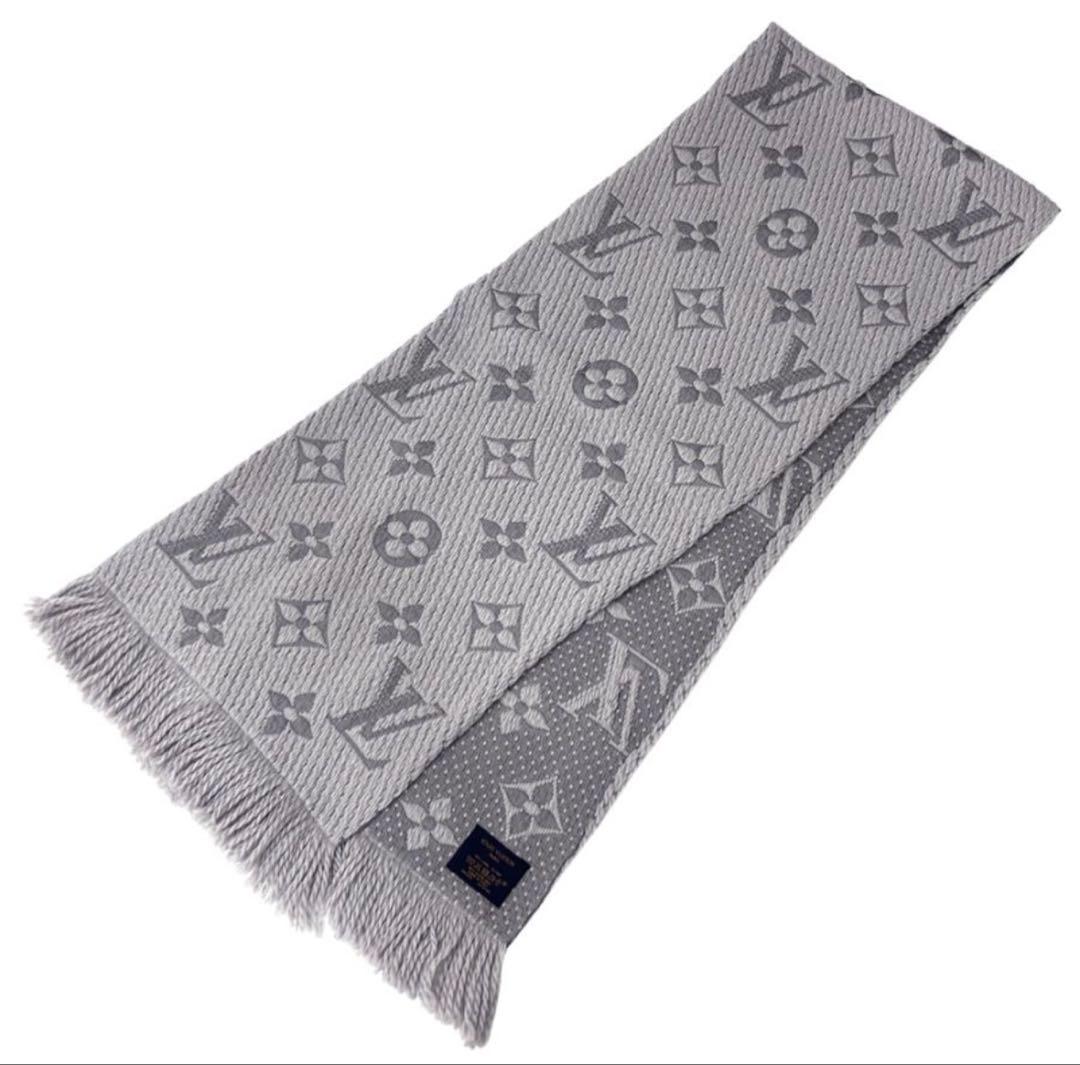 【正規品】LOUIS VUITTON ルイヴィトン マフラー グレー LVロゴ